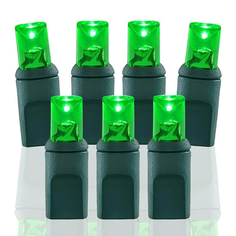 Wide Angle Conical Battery Operated LED D Cell 50 Lights - Green