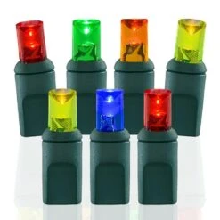 Wide Angle Conical Battery Operated LED D Cell 50 Lights - Multi