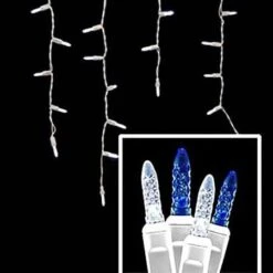 LED Icicle Lights - 70 Light Set - Pure White & Blue