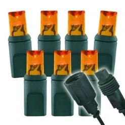 Wide Angle Conical - 4" Spacing, 100 Bulb, Grn Cord, UL Coaxial RY Plug - Full Wave - Amber/Orange