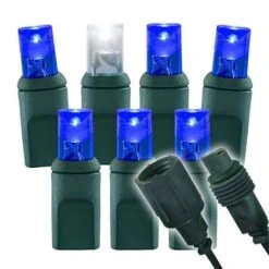 1/5 Pure White Strobing Wide Angle Conical LED - 4" Spacing, 70 Bulb, Grn Cord, UL Coaxial RY Plug - Full Wave - Blue