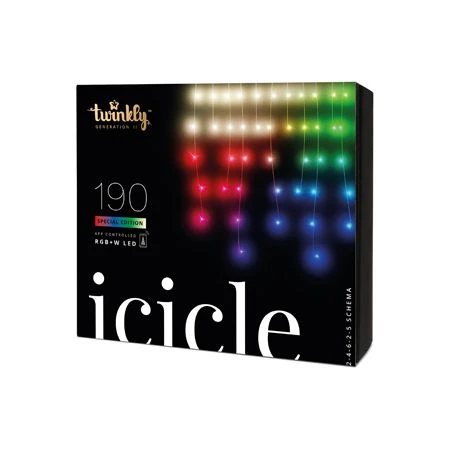 Twinkly RGBW - Icicle Lights - 190L, 4" Sp, Wifi - Transparent Wire - Image 2
