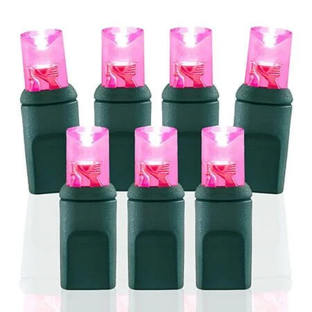 50 Light Pink 5 Mm Wide Angle Conical LED Christmas Lights