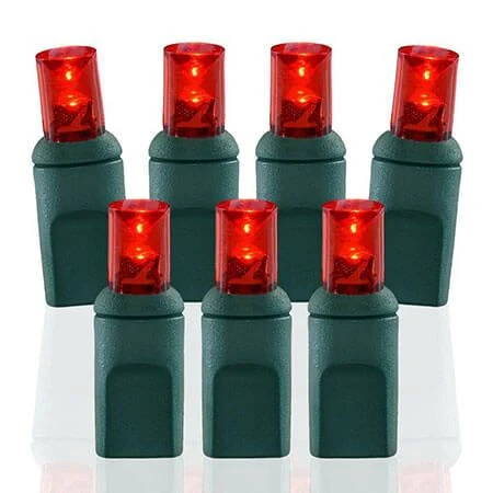 100 Light Red 5 Mm Wide Angle Conical LED Christmas Lights